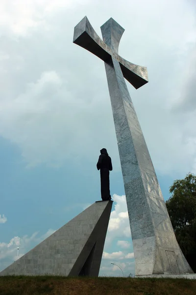 Przemysl Pologne Juin 2018 Monument Croix Confiance Avec Figurine Jésus — Photo