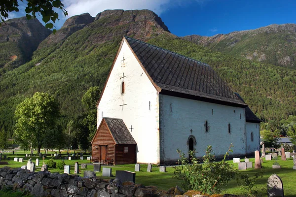 Oude Stenen Kerk Kinsarvik Dorp Hordaland Noorwegen Oorspronkelijk Gebouwd 1050 — Stockfoto