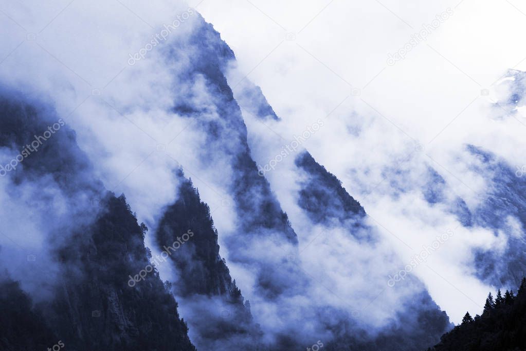 Misty mountains near Odda, Norway