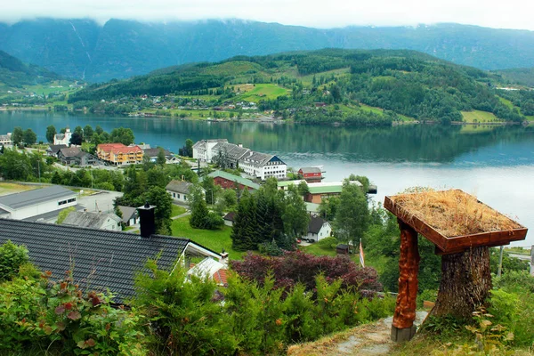 Ulvik Köyü Norveç Hordaland Görünümünü — Stok fotoğraf