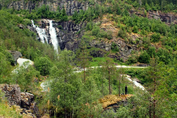 Cascada Skjervsfossen Condado Hordaland Noruega — Foto de Stock