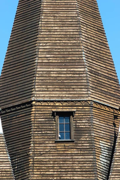 Wyblakły Desek Wieża Starego Kościoła Voss Hrabstwie Hordaland Norwegia — Zdjęcie stockowe