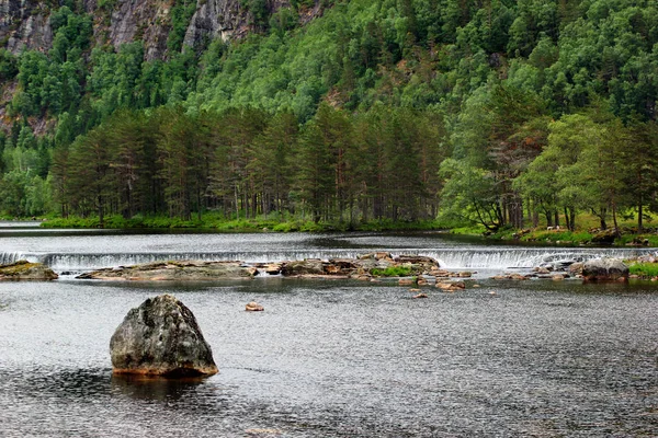 Cascatas Água Rio Sira Sirdal Noruega Paisagem Escandinava Natural — Fotografia de Stock