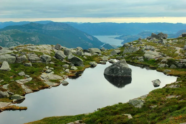 Montagne Neverdalsfjell Dessus Lysefjord Norvège Paysage Naturel Scandinave — Photo