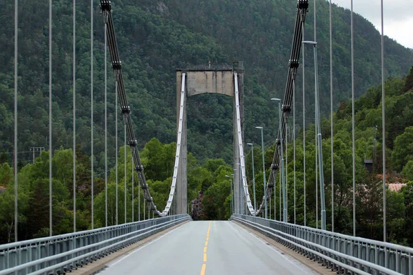Erfjord Bridge, a suspension bridge in Rogaland county, Norway. It crosses Erfjorden on the 13th road between Bergen and Stavanger.