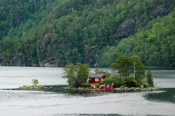 Noah Island Island Cottage Suldal Lovrafjorden Norwegia — Zdjęcie stockowe