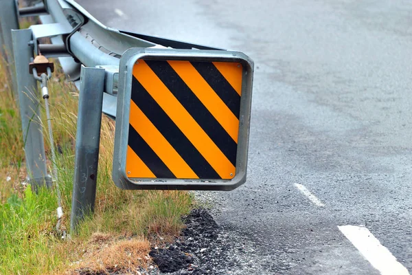 Warning Sign End Road Guardrail Royalty Free Stock Images