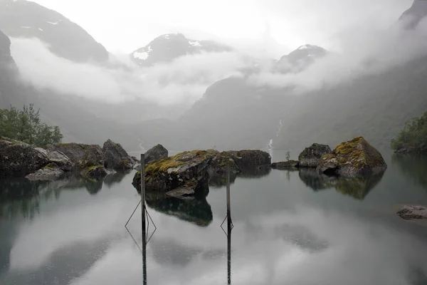 Lago Bondhus Parque Nacional Folgefonna Condado Hordaland Noruega — Fotografia de Stock