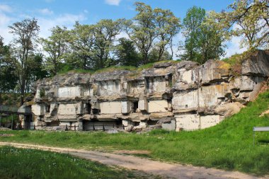 Przemysl, Polonya - 5 Mayıs 2018: Ruins of Fort XIII San Rideau, Przemysl, çevresinde sur parçası Avusturya-Macaristan İmparatorluğu tarafından inşa ve ı. Dünya Savaşı sırasında kullanılan.