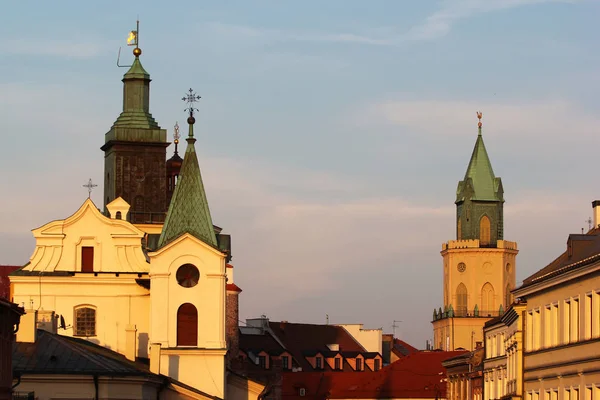 Lublin Polsko Dubna 2018 Panoráma Města Lublin Radnicí Hlavní Pěší — Stock fotografie