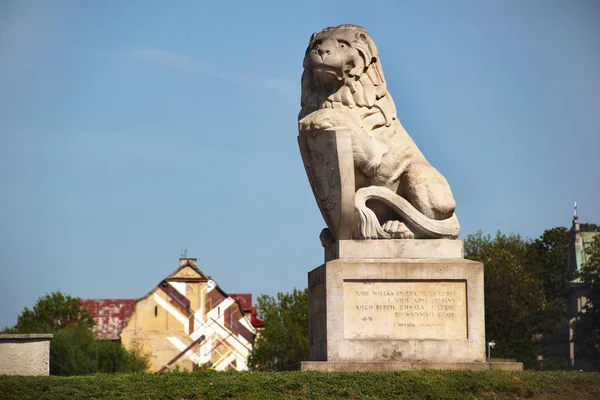 Lublin Poland April 2018 Monument Lion Symbol Lviv Palace Square — Stock Photo, Image