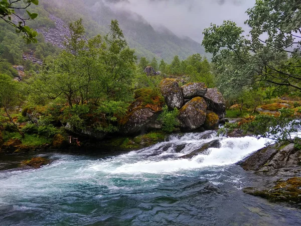 Fluss Bondhuselva Fließt Aus Dem See Bondhus Folgefonna Nationalpark Bezirk — Stockfoto