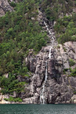 Uçurum ve kayalık kıyıları Lysefjord, Norveç