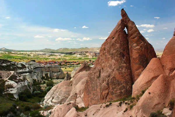 Rock Formations Ancient Cave City Cavusin Cappadocia Turkey — Stock Photo, Image