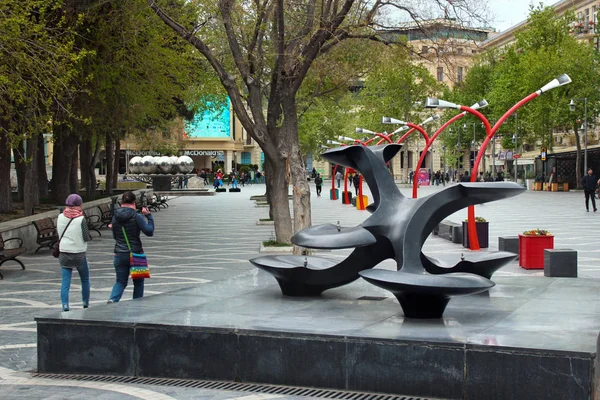 Baku Azerbaijão Abril 2017 Praça Das Fontes Lugar Popular Entre — Fotografia de Stock