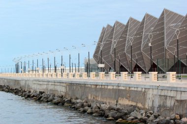 Bakü, Azerbaycan - 26 Nisan 2017: Bakü Kristal Hall, kapalı salonu Eurovision Şarkı Yarışması 2012 ev sahipliği için inşa. Daha sonra çeşitli spor etkinlikleri, Oyunlar ve Olimpiyatları barındırılan.