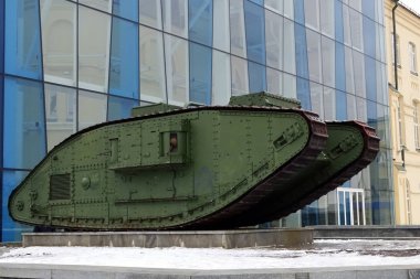 Kharkiv, Ukrayna - 2 Mart 2019: Anıt İngiliz tankı Mk 