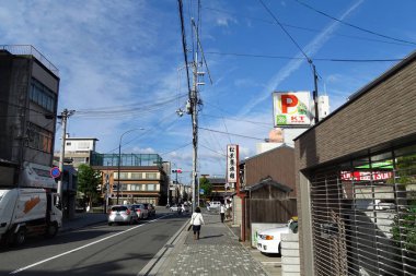 Kyoto, Japonya - 4 Ekim 2017: Merkezi Kyoto, sokakları. Kyoto 