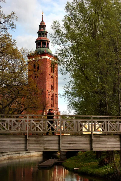 Paisaje urbano del centro de Lidzbark Warminski, una ciudad en el Voivodato Warmian-Masurian en Polonia y la capital del condado de Lidzbark . — Foto de Stock