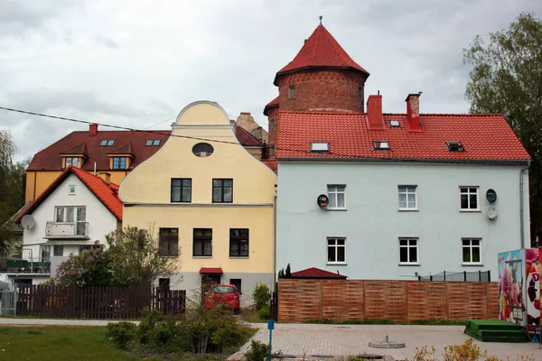 Cityscape v centru Lidzkůry Warminski, město v Polsku a hlavní město obce Lidzbark. — Stock fotografie