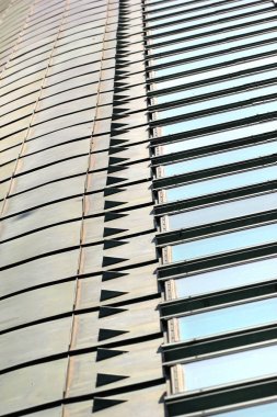 Pencereleri ile modern bir metal çatı parçası