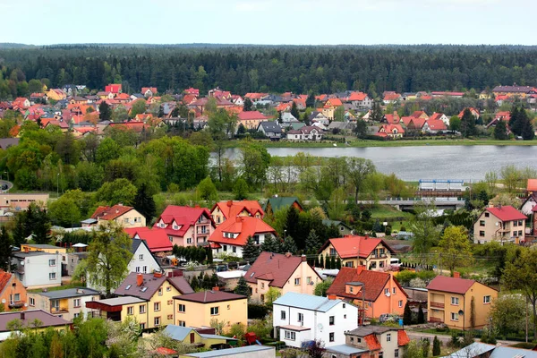 Townscape av Goldap Town, Warmian-Masuriska vojvodskap, Polen. — Stockfoto