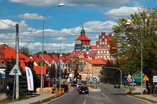 Utsikt över Gamla stan i Bartoszyce, Warmian-Masurian Voivodeship, Polen — Stockfoto