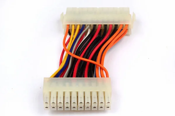 PC motherboard power adapter, with 20-pin and 24-pin ATX connectors — Stock Photo, Image