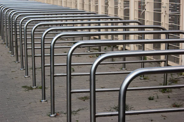 Metal railings at stadium entrance gates