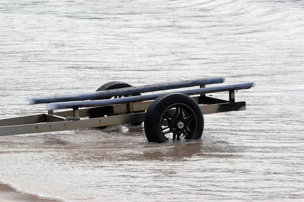 Wheel Cart Small Boats Kayaks Water — Zdjęcie stockowe