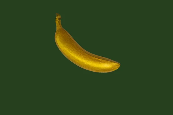 Banana Dourada Isolada Fundo Verde — Fotografia de Stock