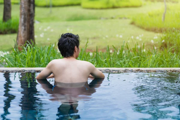 Young Man Playing Swimming Pool — Stock Photo, Image