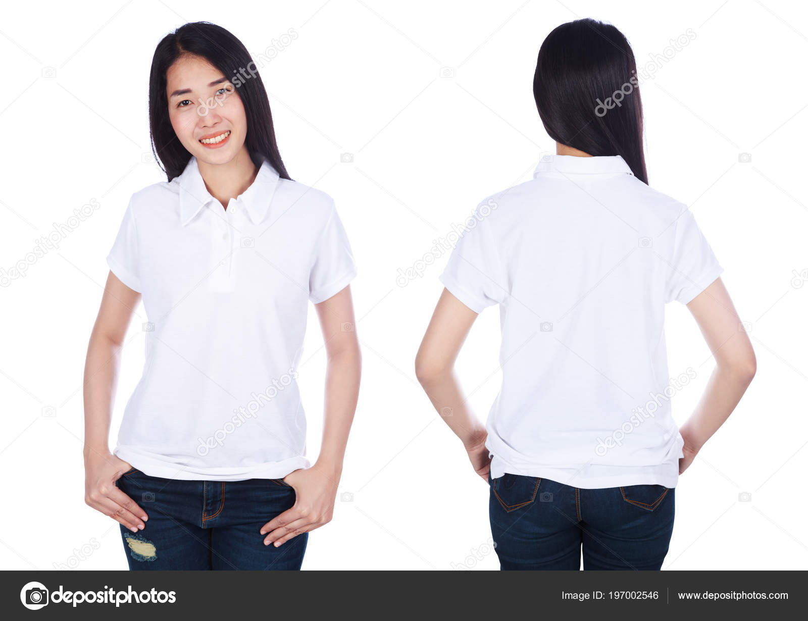 female white polo shirt