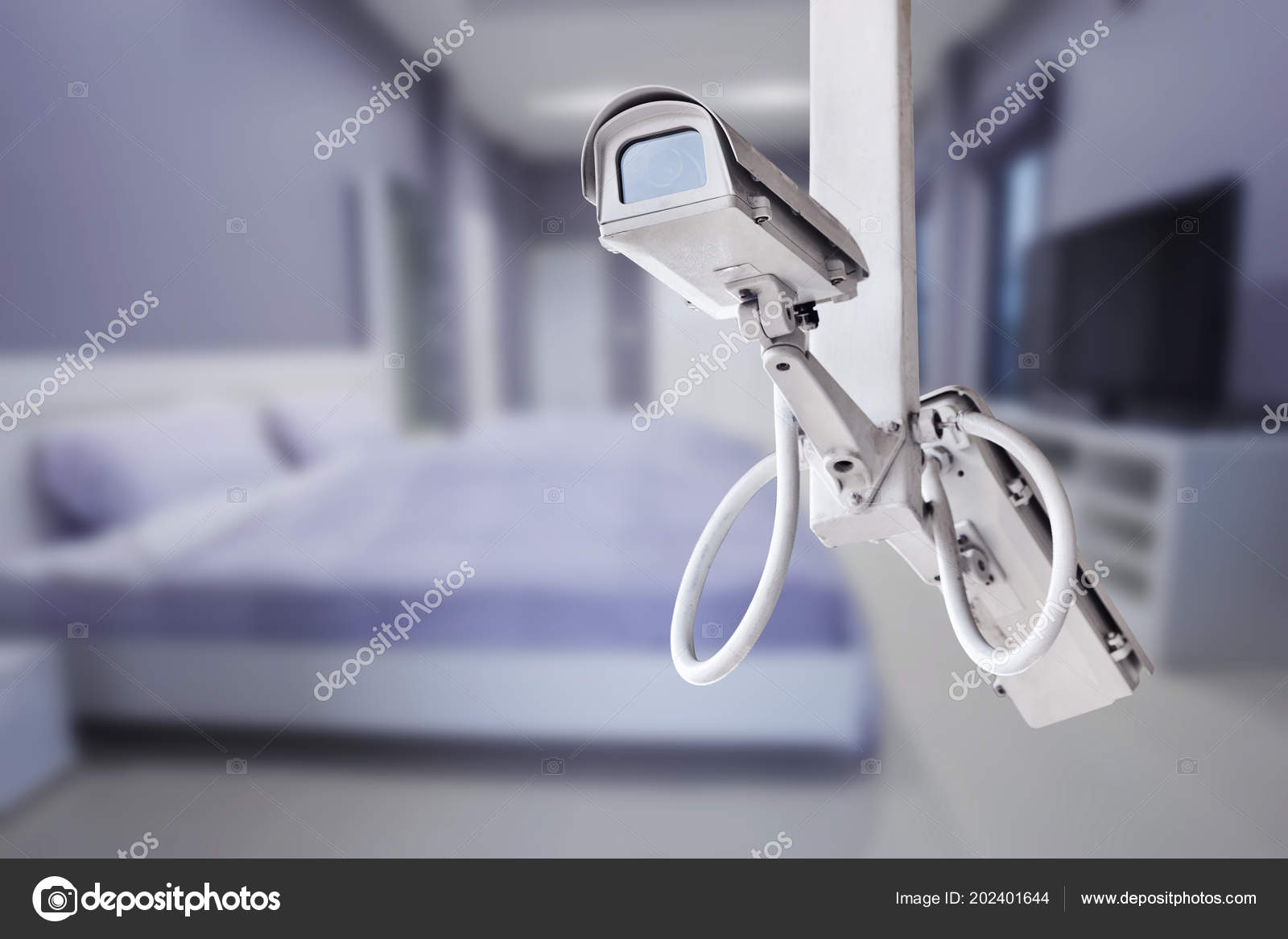 Cctv Camera Surveillance Operating Bedroom Stock Photo