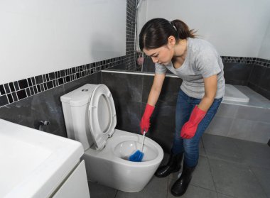 Klozet Fırçası ile temizlik kadın