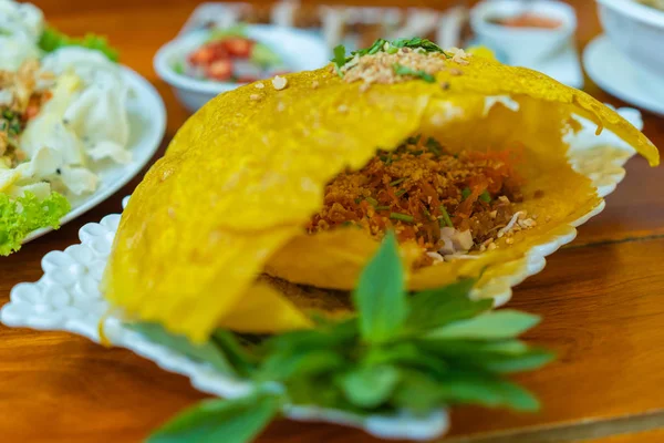 Crepe Savory Vietnamita Placa — Fotografia de Stock