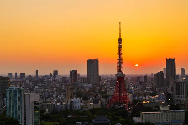 Paisagem Urbana Pôr Sol Cidade Tóquio Japão — Fotografia de Stock