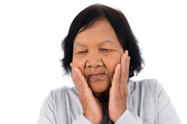 Senior Woman Suffering Toothache Isolated White Background — Stock Photo, Image