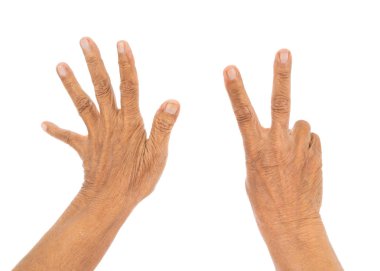 üst düzey el numarası 7 (yedi) izole beyaz bir arka plan üzerinde sayma