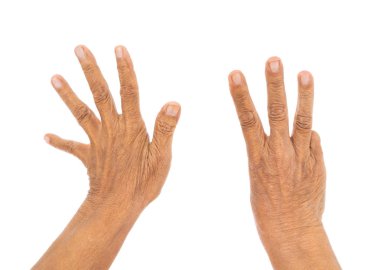 üst düzey el Beyaz bir arka plan üzerinde sayı 8 (sekiz) izole sayma