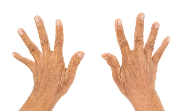 Ανώτερος Χέρι Καταμέτρησης Αριθμός Δέκα Απομόνωση Λευκό Φόντο — Φωτογραφία Αρχείου
