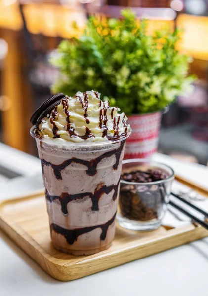 Chocolate Frappe Whipped Cream Table — Stock Photo, Image