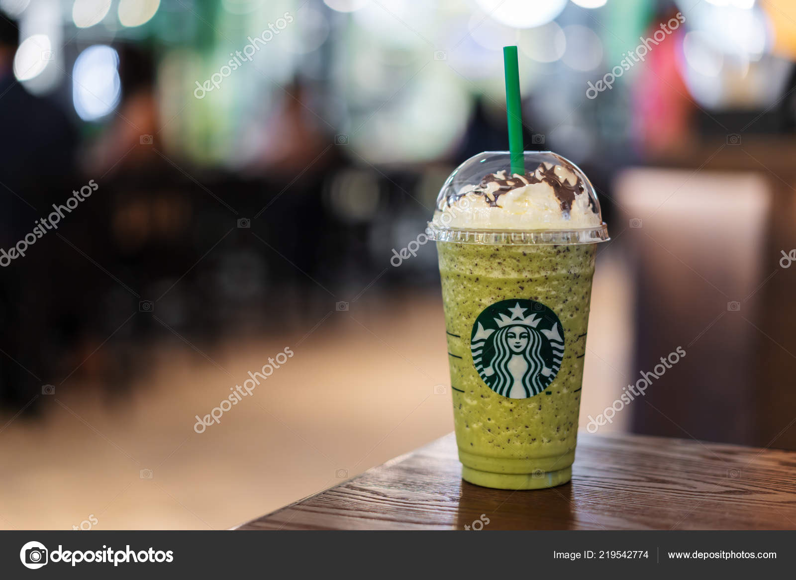 Nakhon Ratchasima Thailand Sep 2018 Glass Green Tea Frappe Whipped