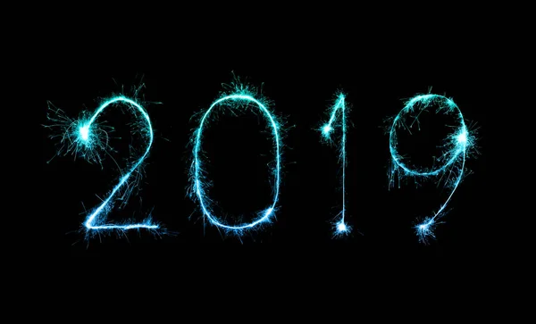2019 Szczęśliwego Nowego Roku Blasku Fajerwerków — Zdjęcie stockowe