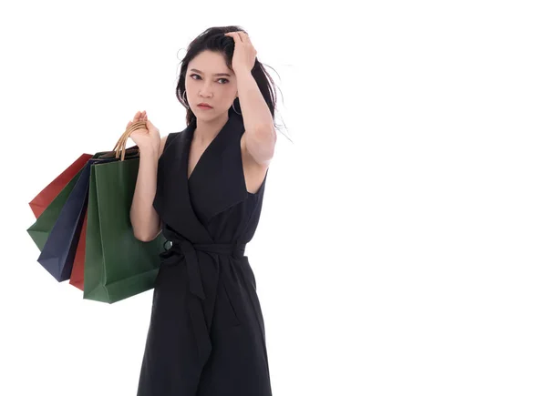 Τόνισε Την Γυναίκα Που Κρατά Την Τσάντα Για Ψώνια Απομονωθεί — Φωτογραφία Αρχείου