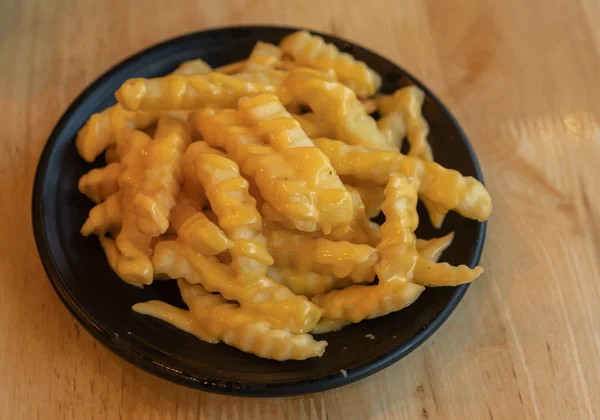 French Fries Cheese Plate — Stock Photo, Image