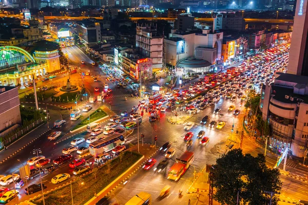 Bangkok Thajsko Prosinec 2018 Provoz Křižovatce Hua Lamphong Noci Bangkoku — Stock fotografie