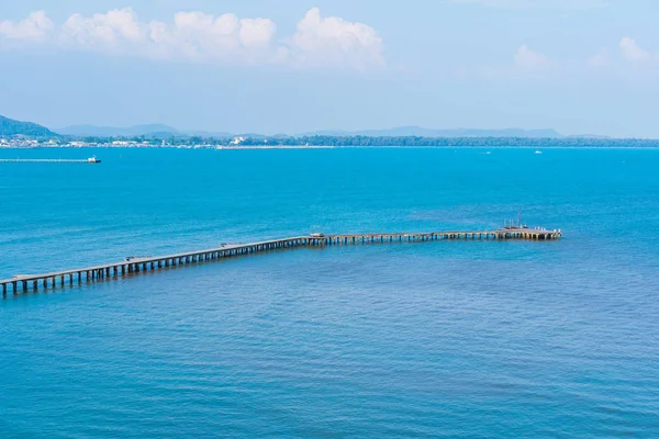 Träbro Till Havet Vid Rayong Thailand — Stockfoto