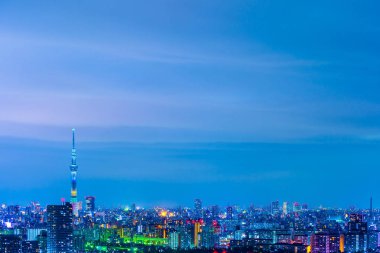 Tokyo şehri geceleri, Japonya.