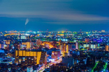 Tokyo şehri geceleri, Japonya.